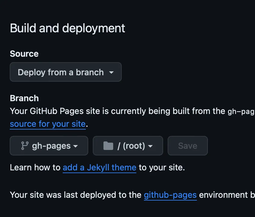 Github Pages deploy from branch